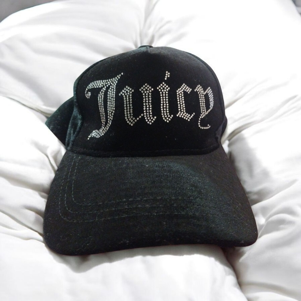 Juicy Couture Black Velvet Cap Spring Summer Y2K 90s Mc Bling SOLD